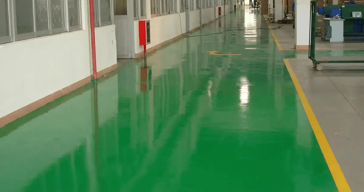 A factory floor professionally covered and marked with epoxy flooring in Detroit, MI